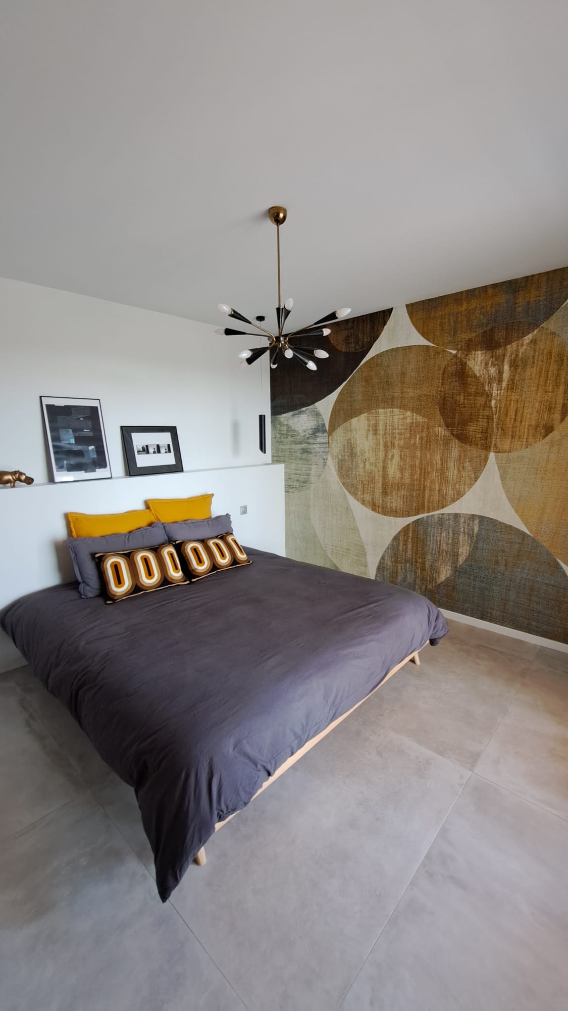 Master bedroom with abstract mural